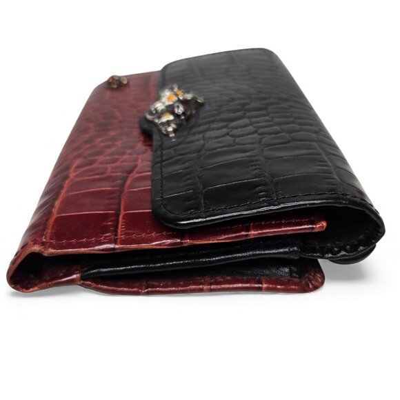 Brighton Ladybug Croc Embossed Leather Two Tone Bifold Wallet - Picture 4 of 9